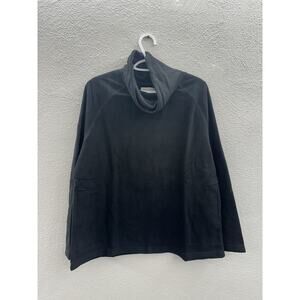 Appleseeds Womens Shirt Size Petite XL Black Long Sleeve Crowl Neck Fleece